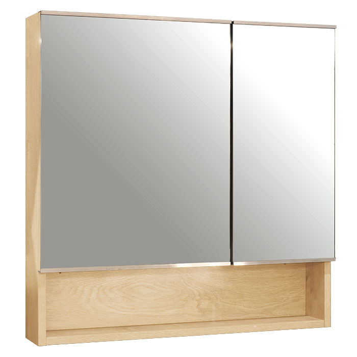 モビリスタ ミラーキャビネット+シェルフ750 オークナチュラル｜洗面