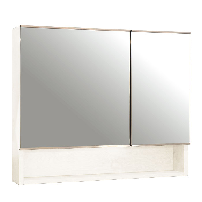 モビリスタ ミラーキャビネット+シェルフ900 ホワイト｜洗面化粧台