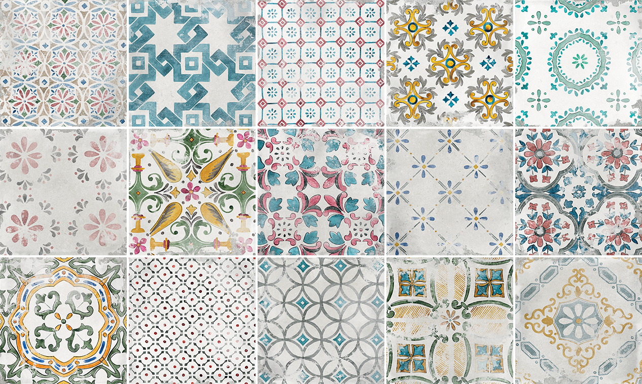 デック3種 アマルフィ デコ100x100（光沢）【受注品】｜タイルの通販｜アドヴァン